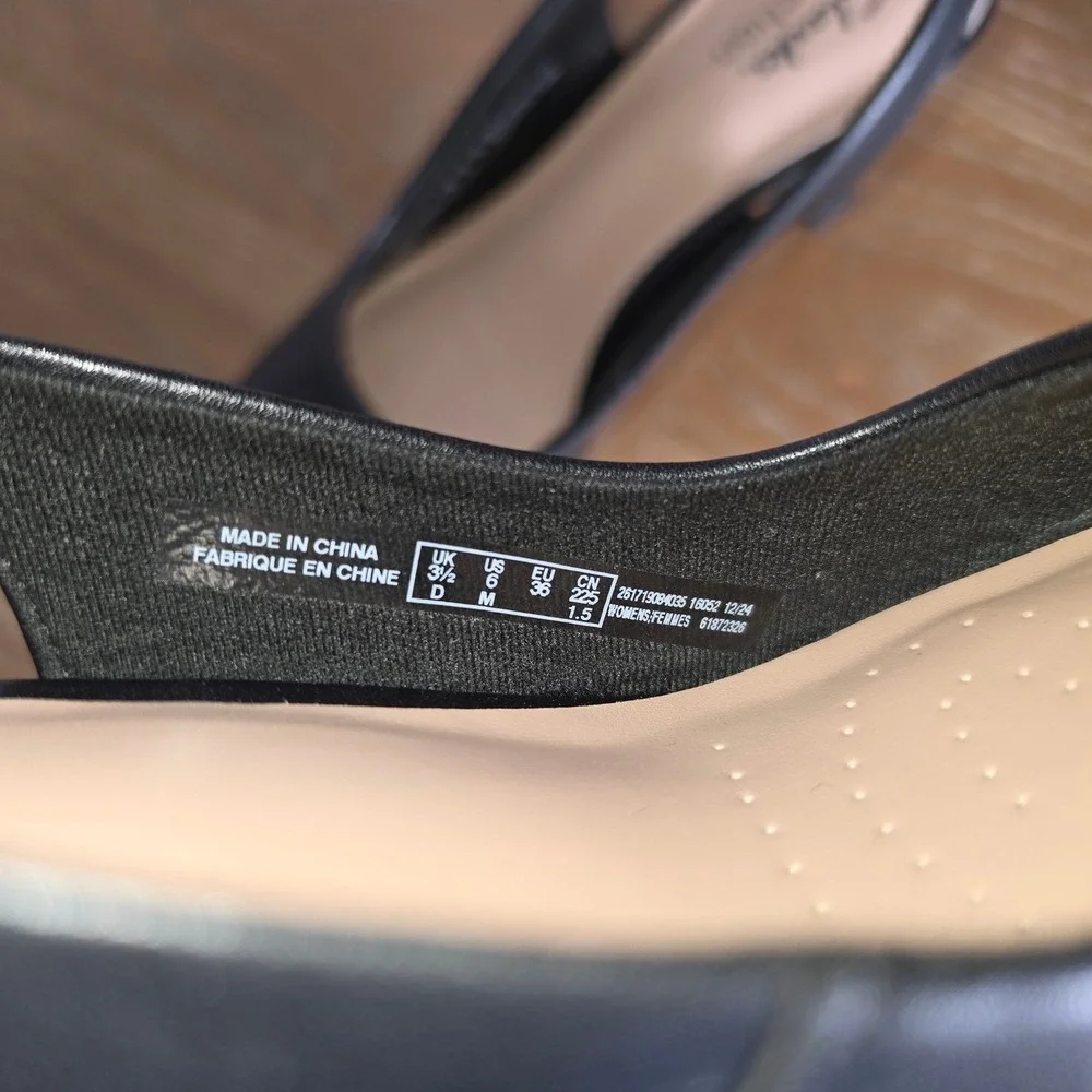 Clarks Kataleyna Step Black Leather Slingback Pumps Women 6M Heels NWB
